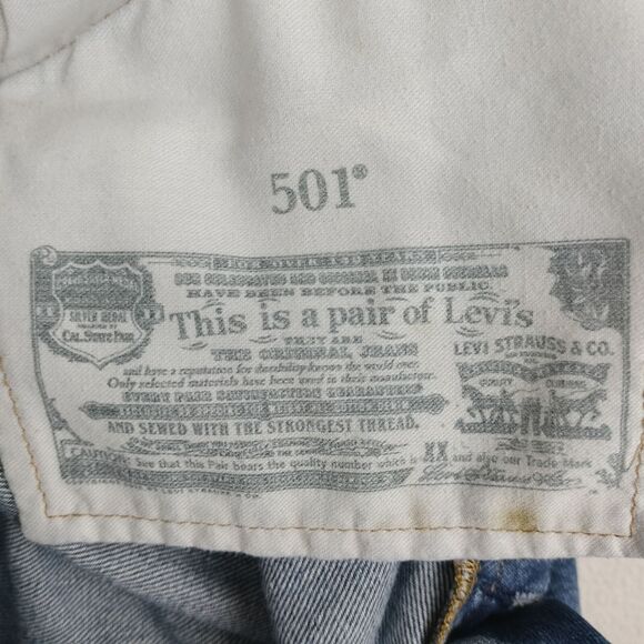 Levis 501 Jeans Mens Size 38x29 Blue Denim Button Fly Medium Wash Straight Leg - Picture 10 of 15